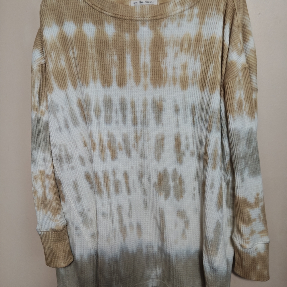 We The Free Tan and Cream Ribbed Top